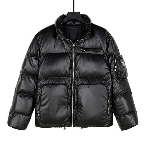 Prada Glossy Puffer Jacket with Oversized Pockets | Black