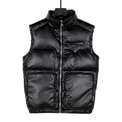 Prada Glossy Puffer Vest with Oversized Pockets | Black