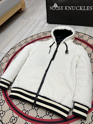 Moose Knuckles Sherpa Hooded Jacket | White & Black