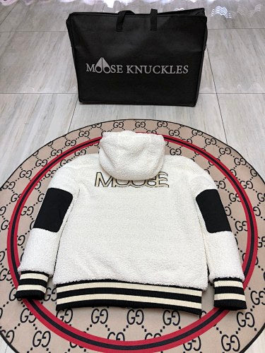Moose Knuckles Sherpa Hooded Jacket | White & Black