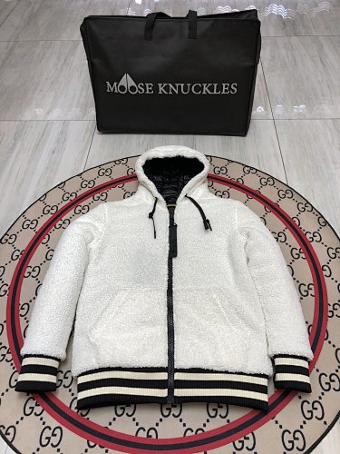 Moose Knuckles Sherpa Hooded Jacket | White & Black