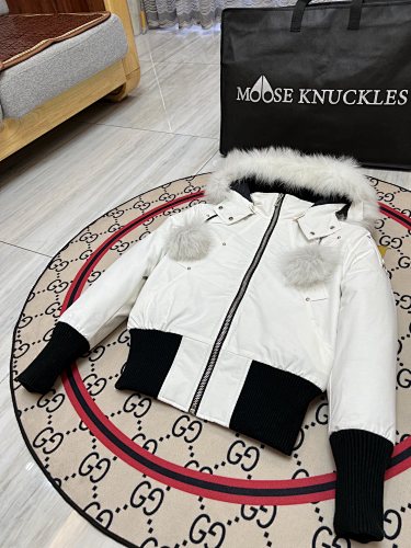 Moose Knuckles Women’s Hooded Bomber Jacket | White