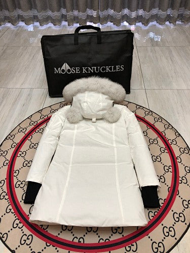Moose Knuckles Women’s Long Hooded Parka | White