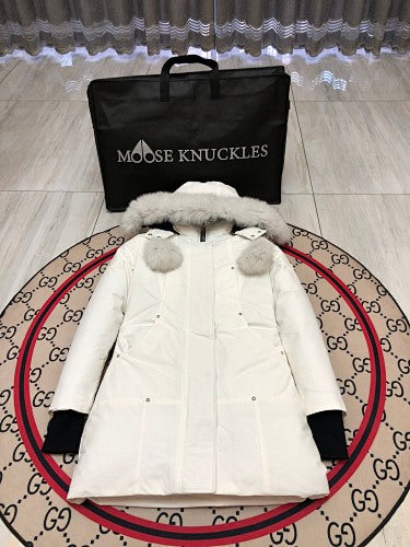 Moose Knuckles Women’s Long Hooded Parka | White