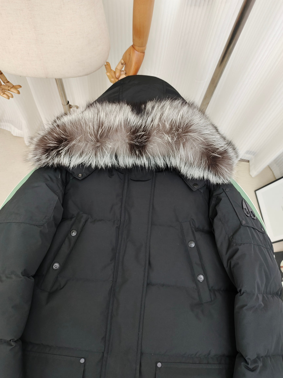 Moose Knuckles Women’s Long Down Parka with Fur-Trimmed Hood