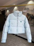 Prada Cropped Down Jacket – Ice Blue