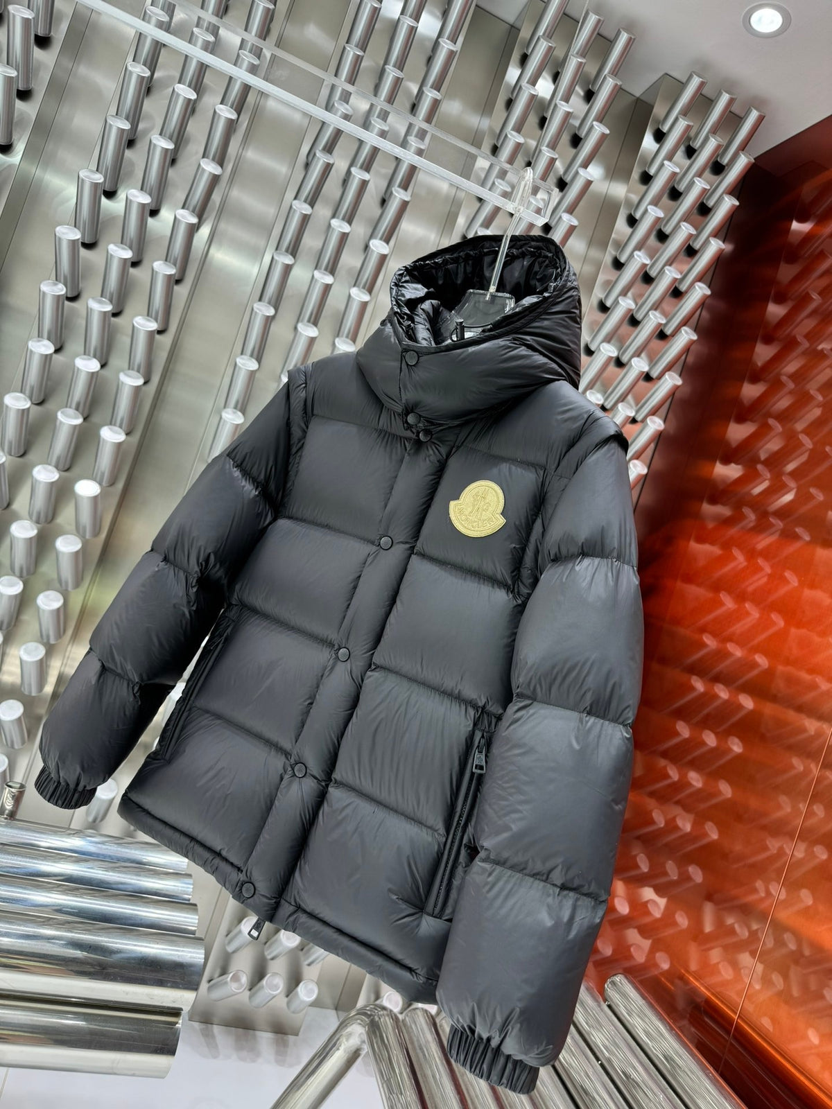 Moncler Long Down Parka – Black & Gold Badge