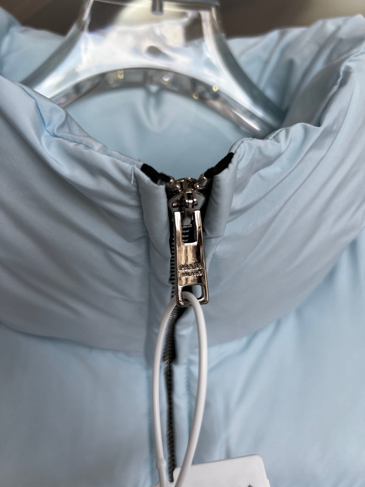 Prada Cropped Down Jacket – Ice Blue