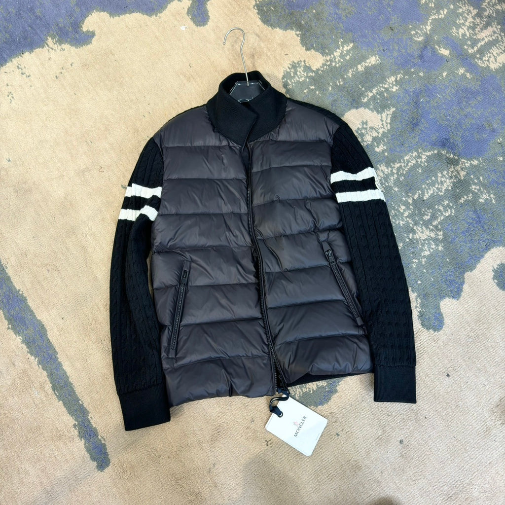 Moncler Knit Sleeve Hybrid Down Jacket – Charcoal & Black