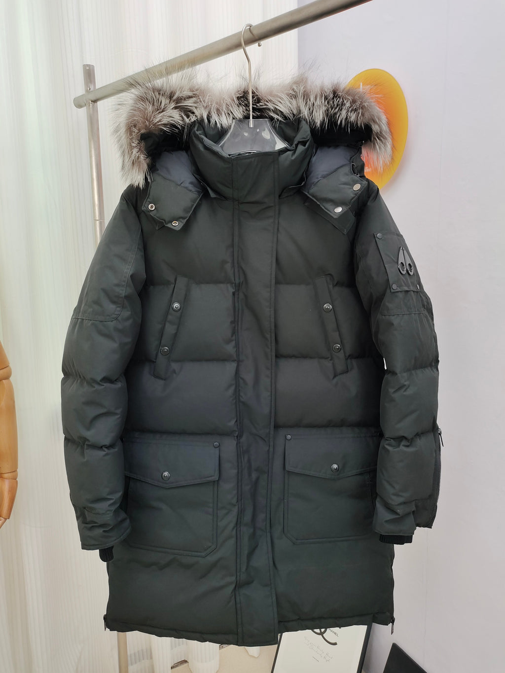 Moose Knuckles Women’s Long Down Parka with Fur-Trimmed Hood