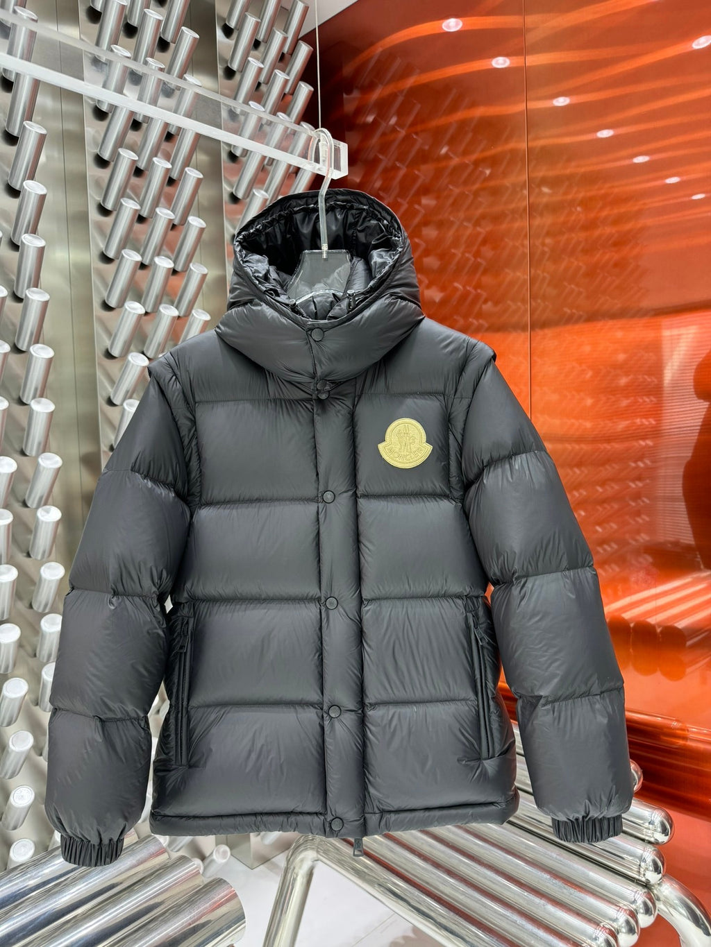 Moncler Long Down Parka – Black & Gold Badge